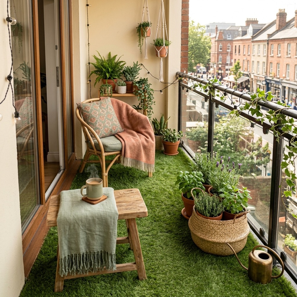 Wall-to-Wall Artificial Grass for a Soft, Barefoot Balcony
