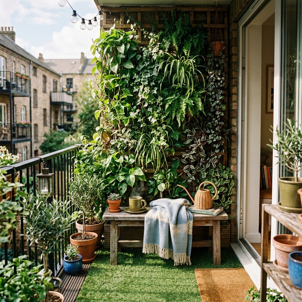 Vertical Garden Wall Meets Grass Floor for a Fresh Outdoor Feel