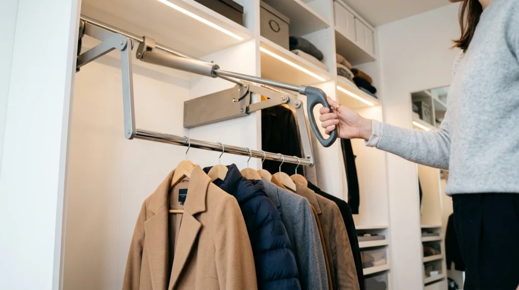 10. Pull-Down Wardrobe Rods