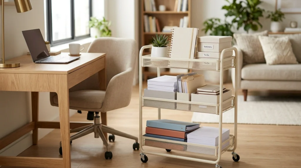 10. Tiered Utility Cart on Wheels