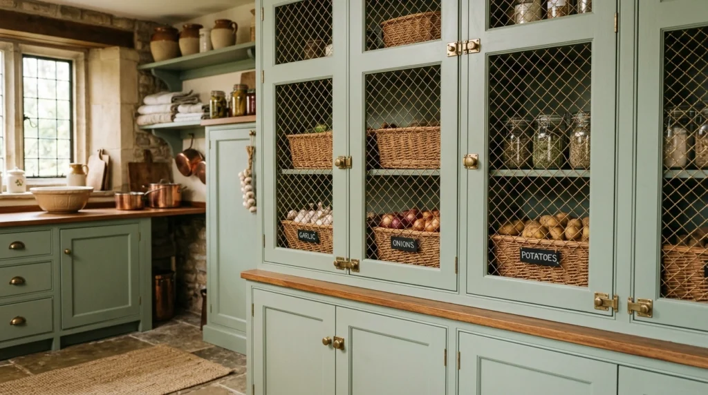 10. Classic English Larder with Brass Wire Mesh Inserts
