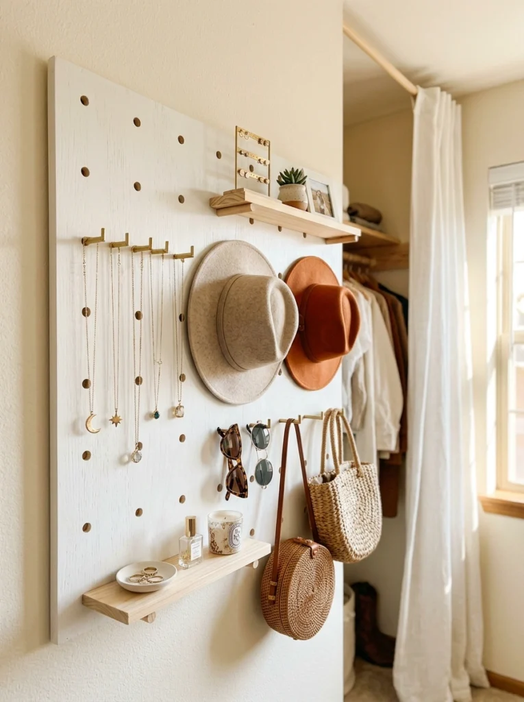 13. The Pegboard Accessory Wall