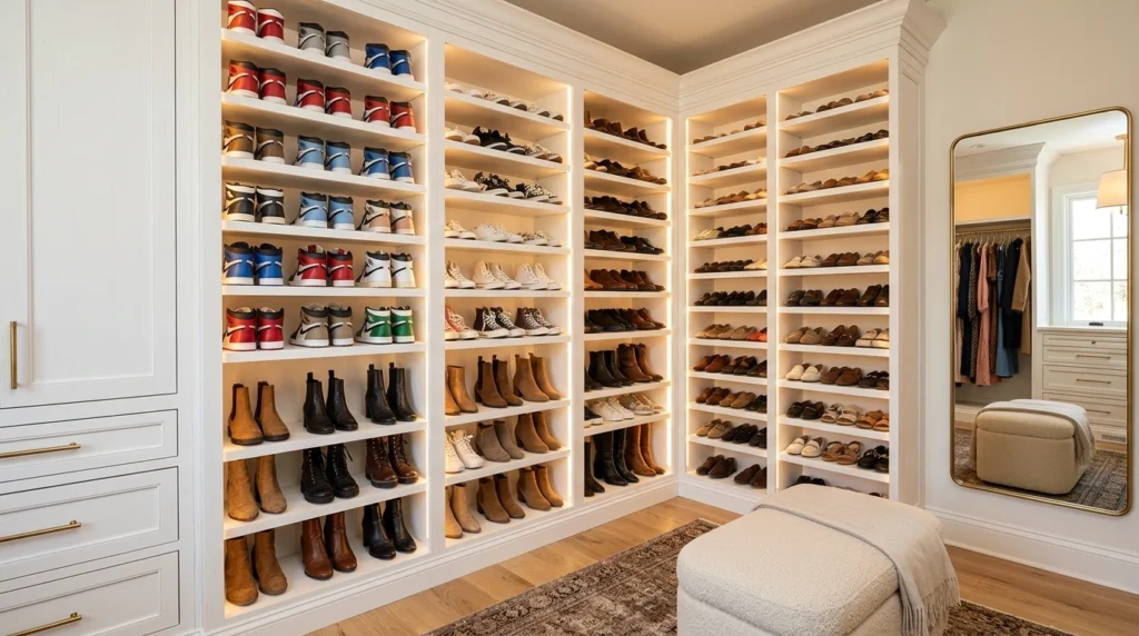 13. Custom Wooden Built-In Cubbies with Adjustable Dividers