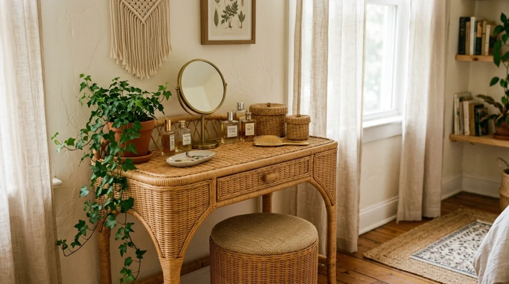 13. The Wicker and Rattan Vanity