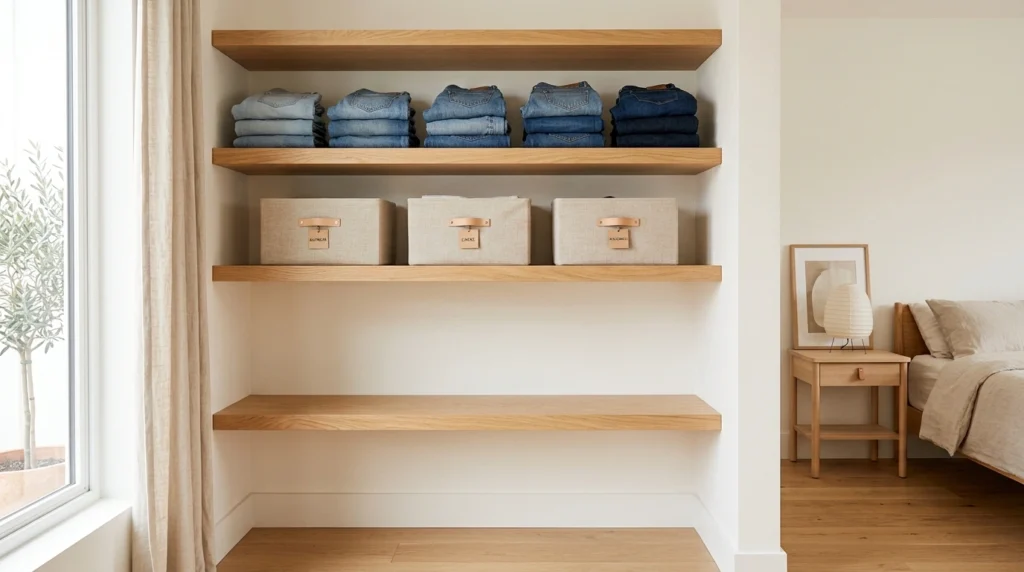 14. Floating Shelves for a Minimalist, Airy Aesthetic