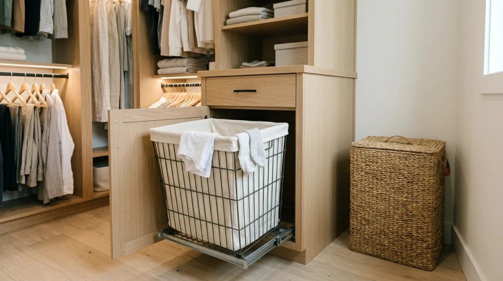 14. Hidden Laundry Hampers and Storage Bins