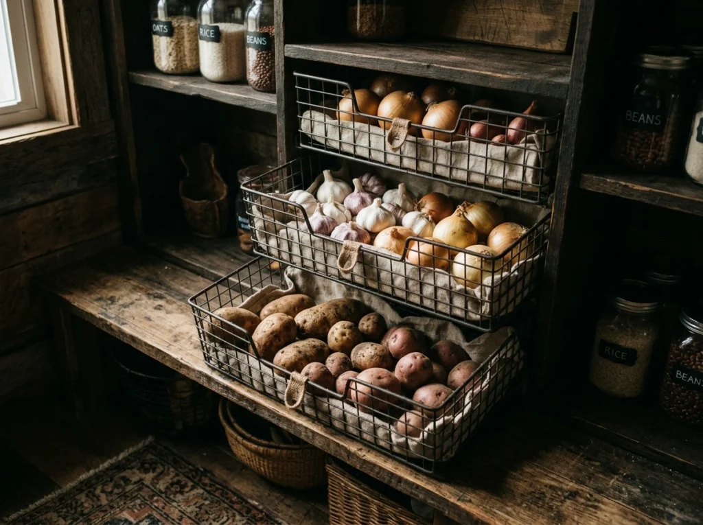 14. The Breathable Wire Basket Drawers for Produce