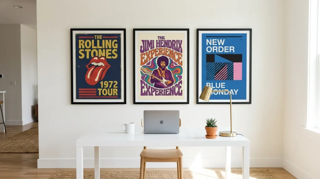 14. Framed Band and Movie Posters