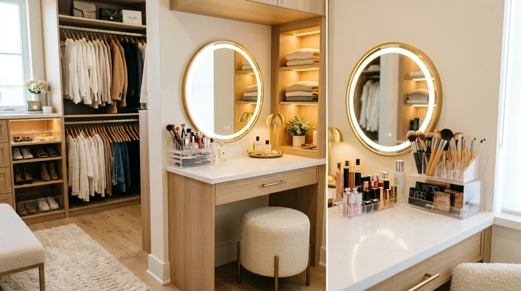 15. Integrated Beauty Vanity and Makeup Station