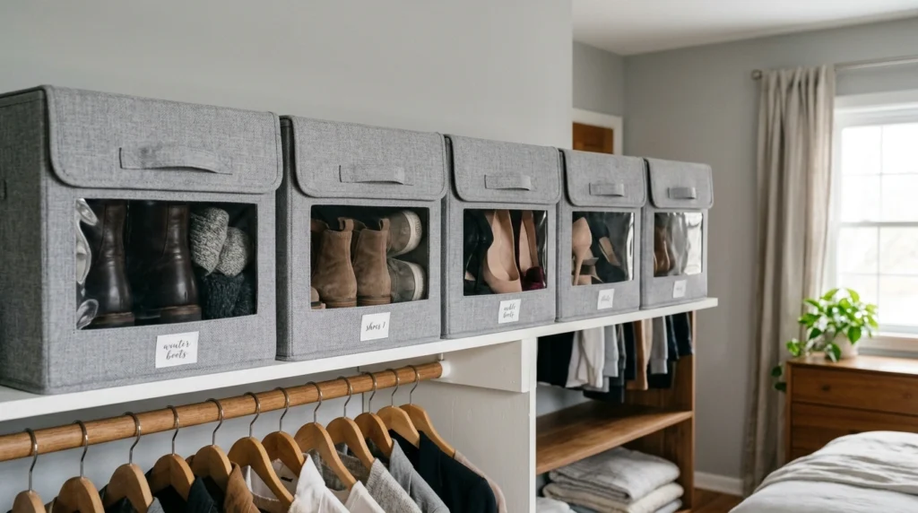 15. Drop-Front Fabric Boxes with Clear Viewing Windows