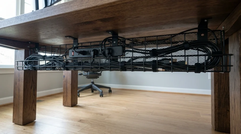 15. Under-Desk Mesh Wire Cable Trays