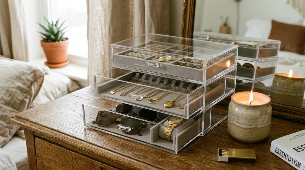 15. Stackable Acrylic Drawers for Small Accessories