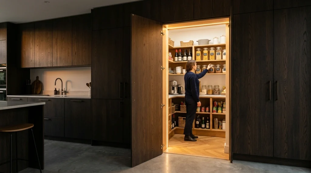 15. The Hidden "Secret Passage" Walk-In Pantry
