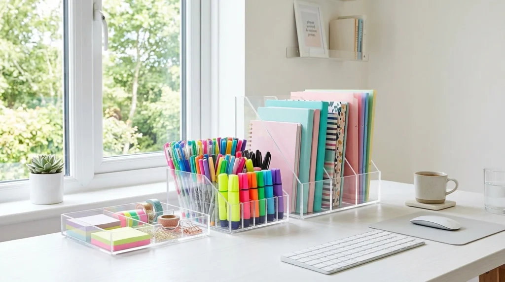 18. Clear Acrylic Desk Organizers