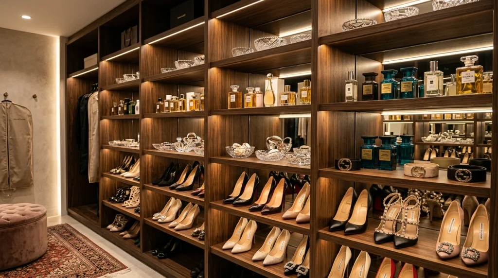 19. Mirror-Backed Open Shelving for Added Depth