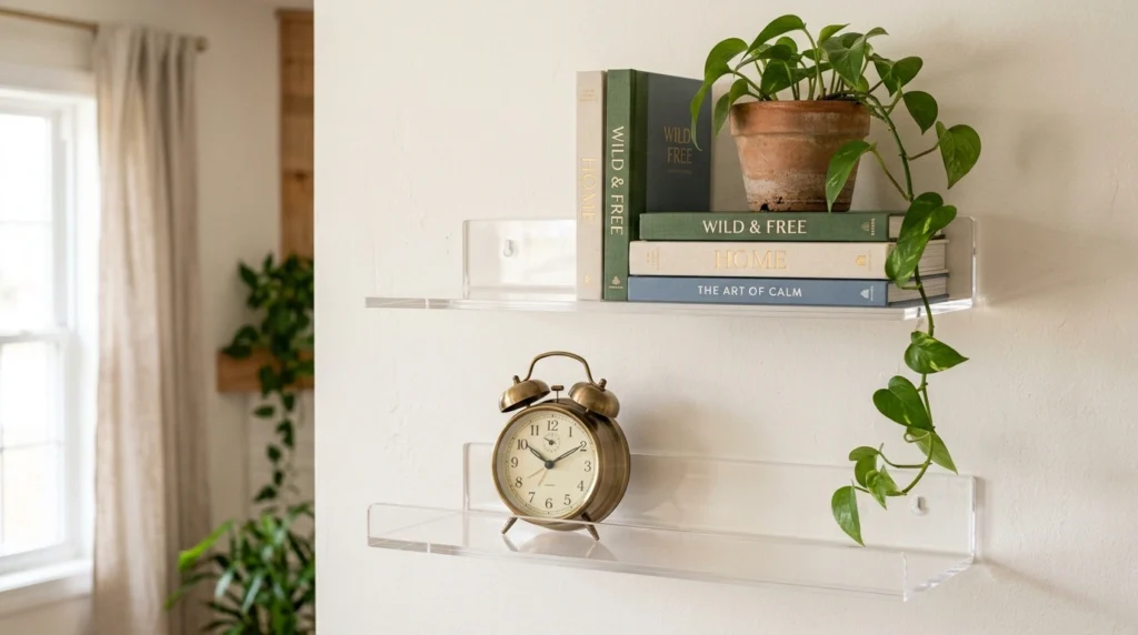 1. Floating Acrylic Wall Shelves