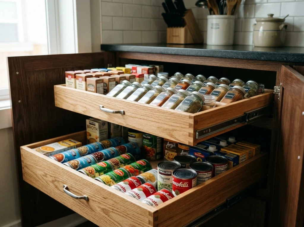 2. The Double-Deep Pull-Out Drawer Layout