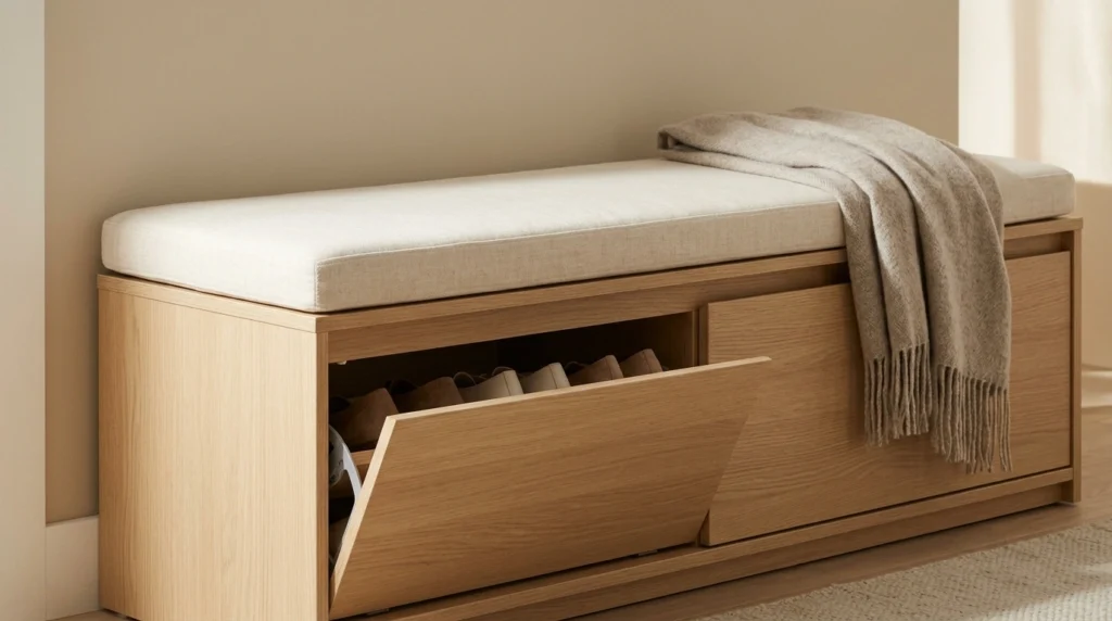 3. Hidden Bench Storage in the Entryway