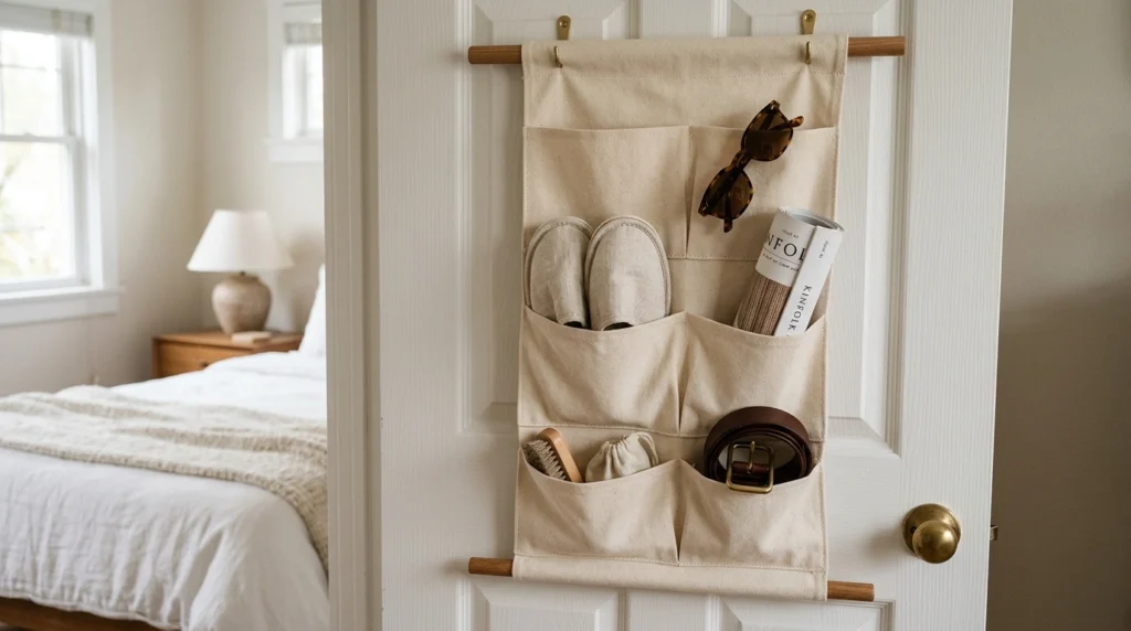 4. Hanging Canvas Pocket Organizers Behind the Door