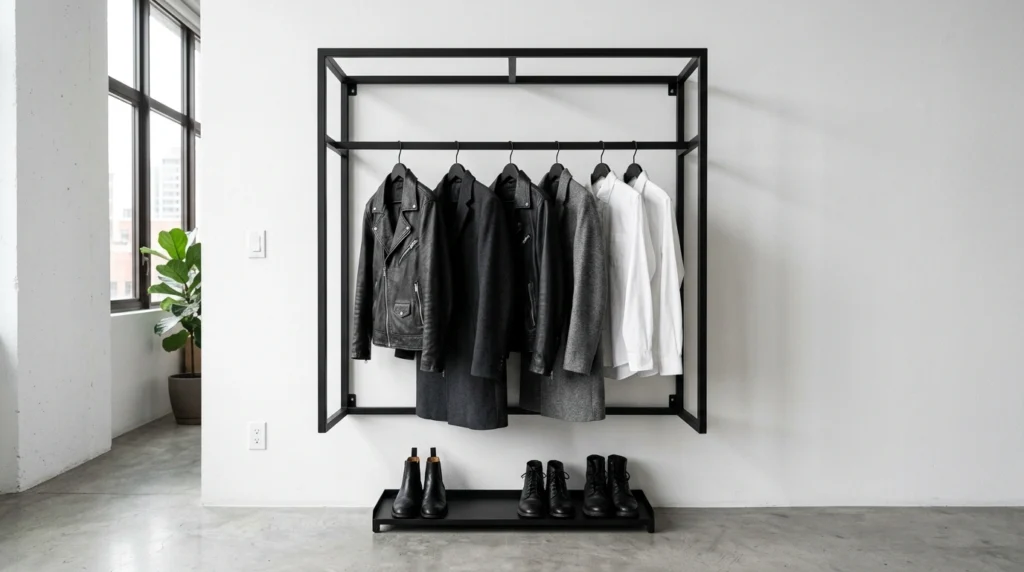 6. The Matte Black Wall-Mounted Rack