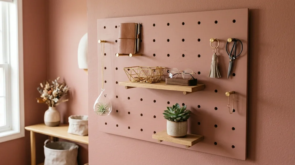 6. Pegboards Painted to Match Your Wall Color