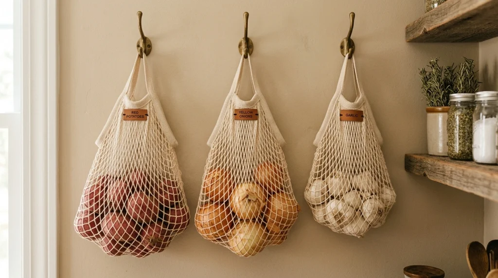 6. Hanging Mesh Produce Bags