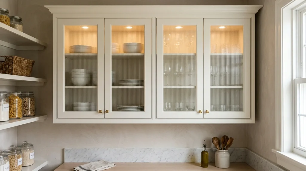 7. Classic Reeded Glass Cabinet Doors