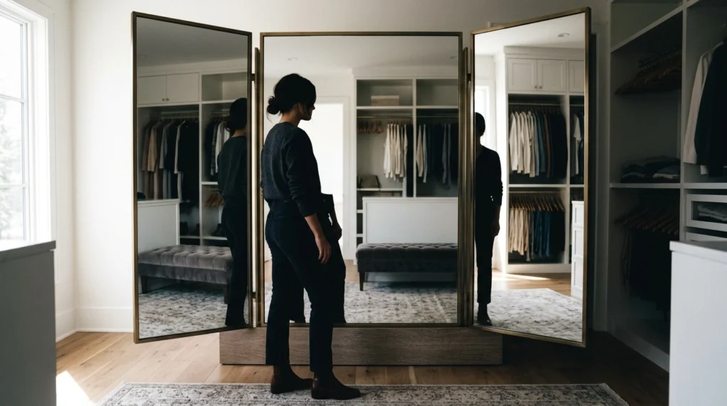 8. Full-Length Three-Way Mirror Station