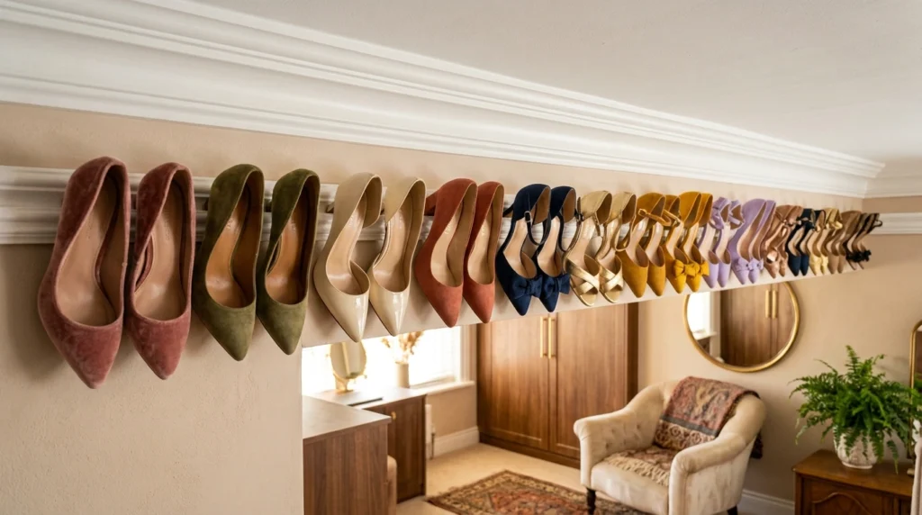 8. Crown Molding Heel Racks High on the Wall