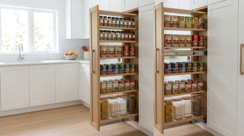 9. Hidden Floor-to-Ceiling Cabinet Pull-Outs