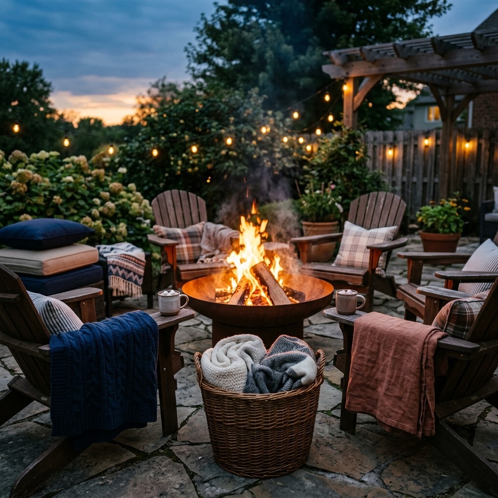 A Fire Pit Dining Zone for Cool-Evening Gatherings