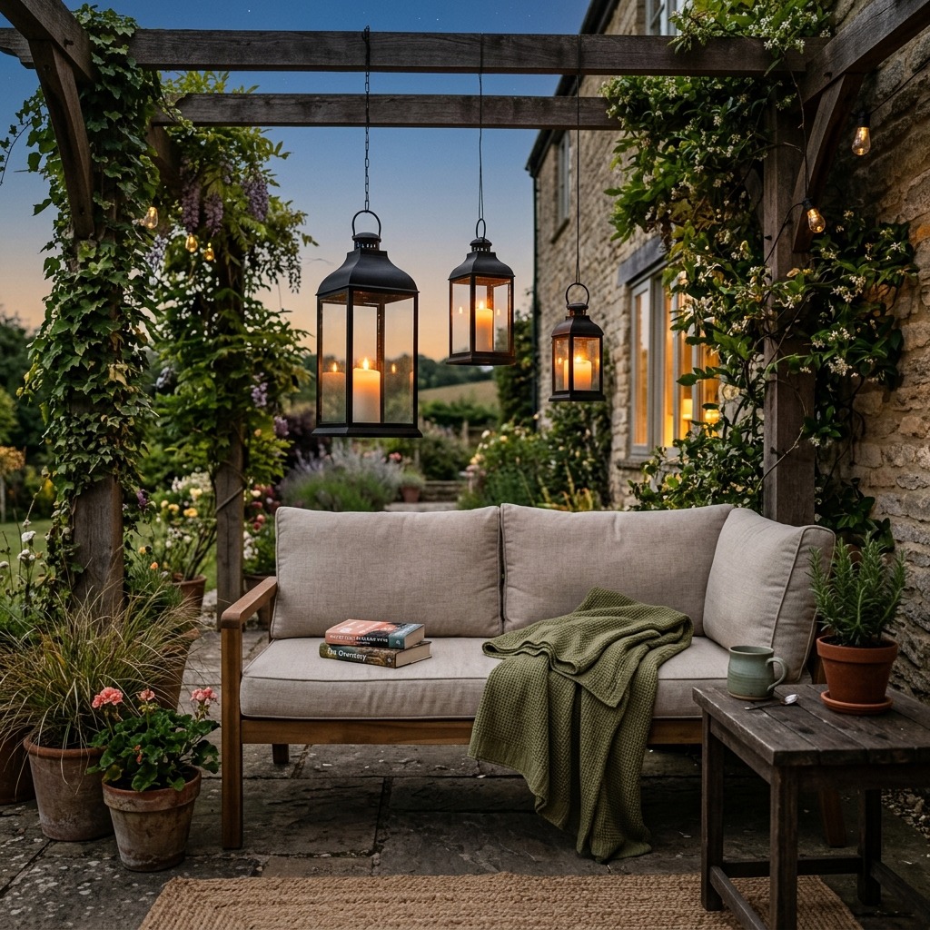 Hanging Lanterns That Frame Your Patio Edge