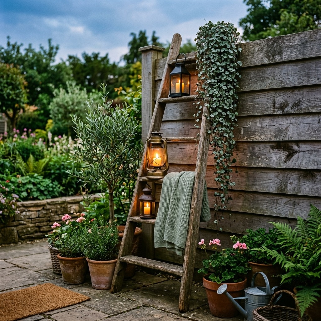 A Lantern Ladder or Tiered Plant Stand