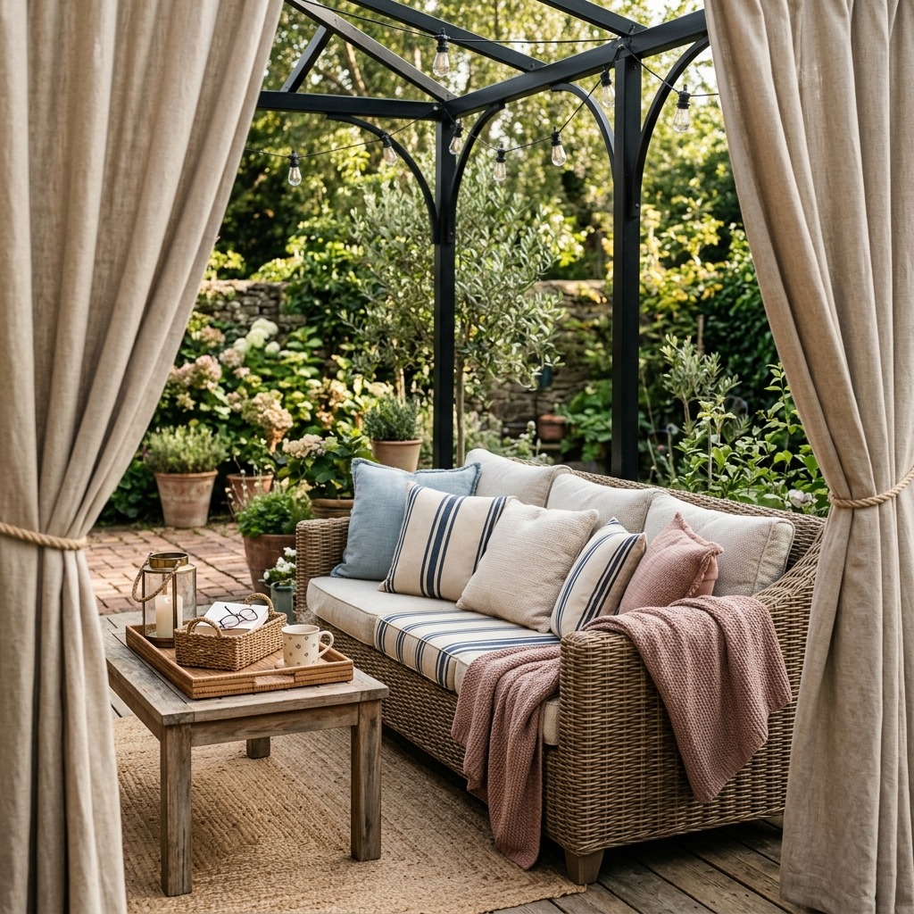 Heavy Outdoor Curtains on a Sturdy Frame