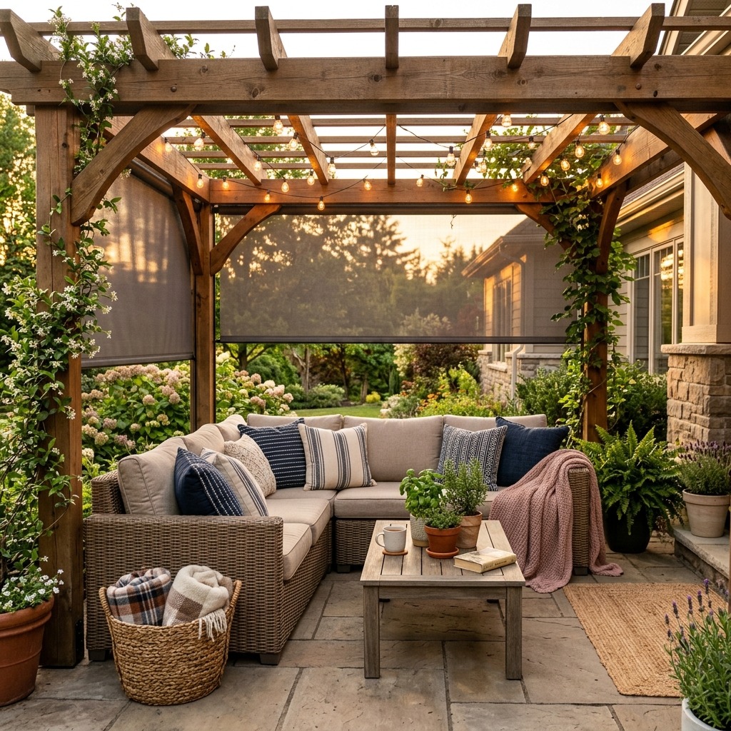 A Pergola with Zip-Track Weather Blinds